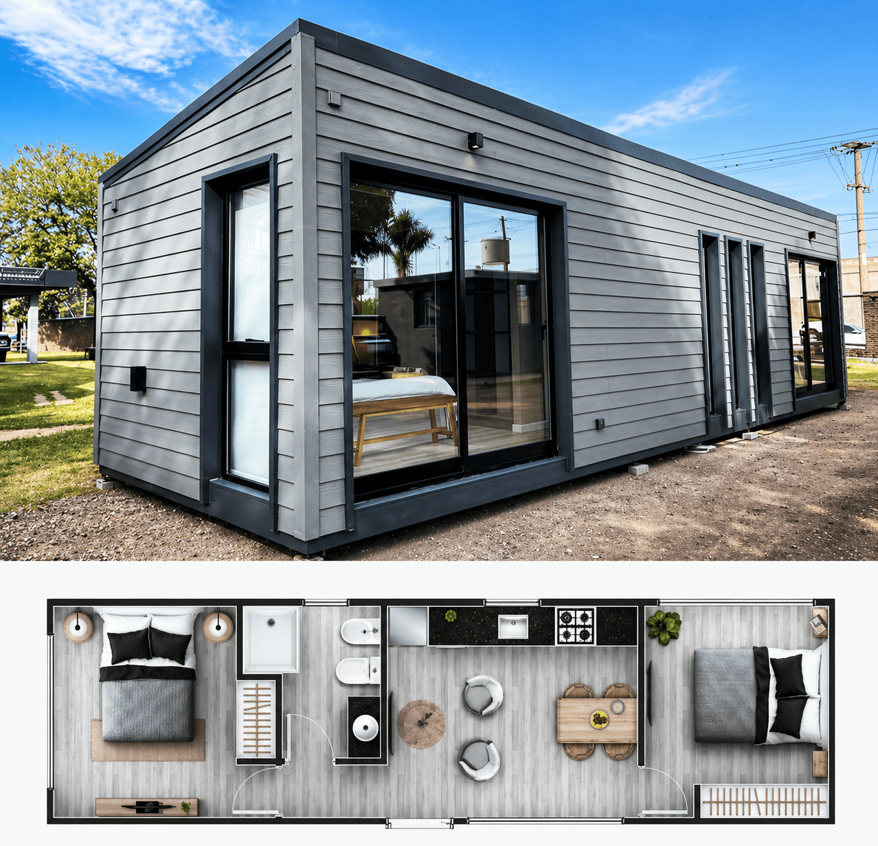 Container home with floor plan