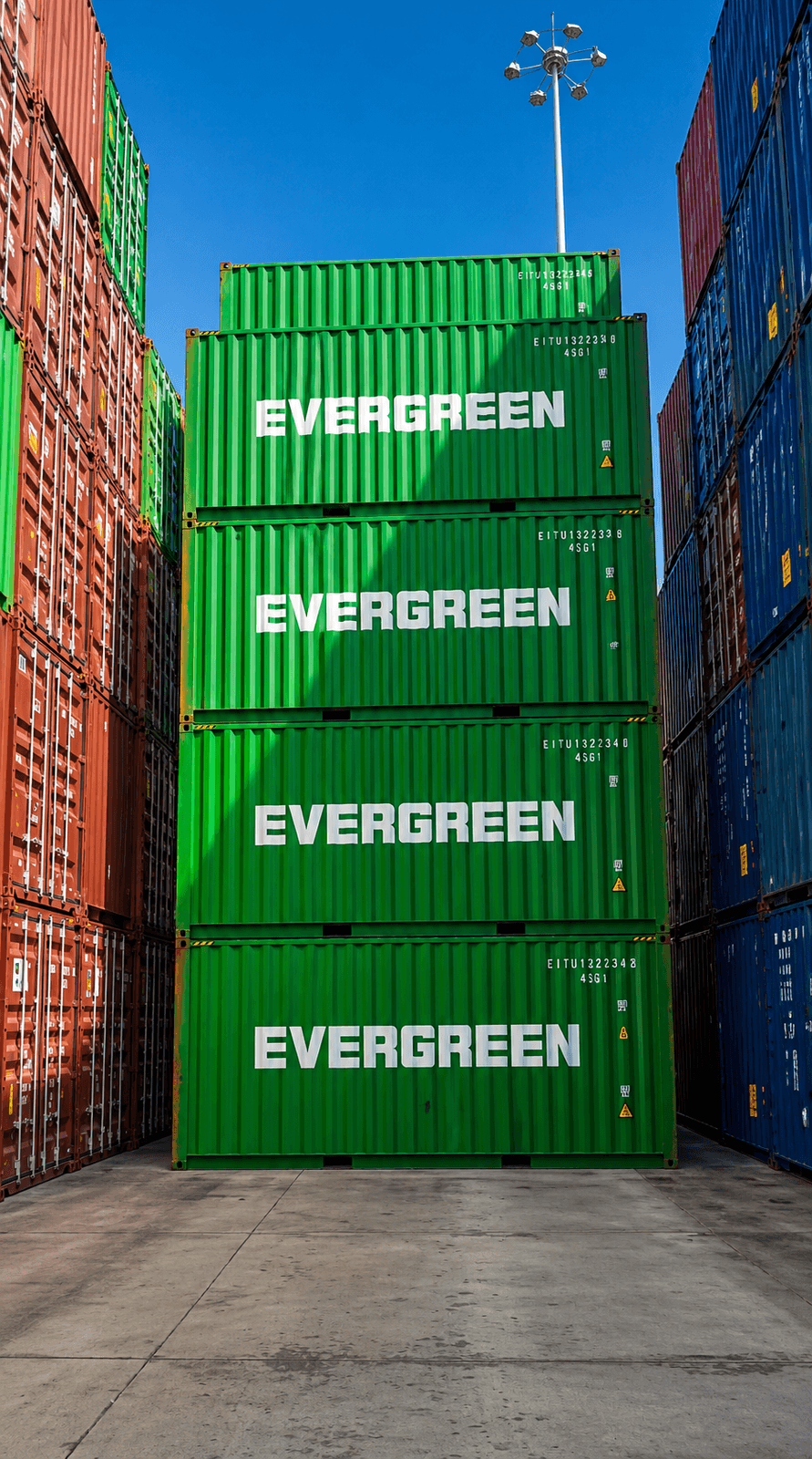 Stacked Evergreen containers